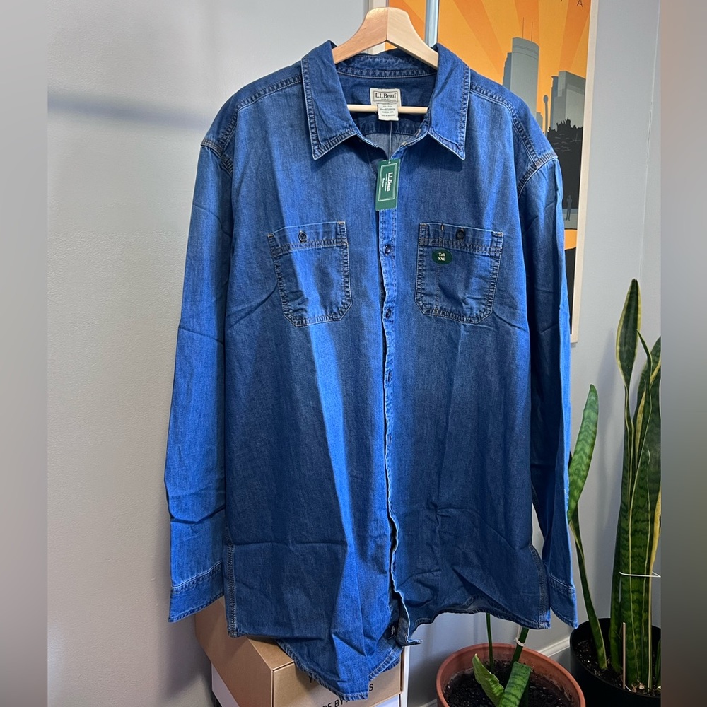 NEW Unworn LL Bean Denim Shirt, Mens 2XL